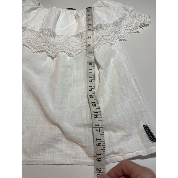 Blanc du Nil White‎ Off Shoulder Lace Trim Blouse Bohemian Top - Picture 5 of 8